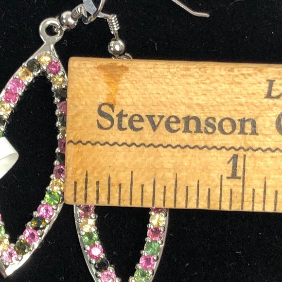 Teardrop Gemstone Earrings Sterling Silver Dangle - Picture 11 of 12